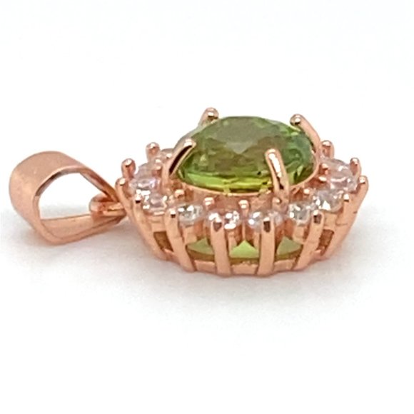 Peridot 2.10ct Rose Gold Finish Solid 925 Sterling Silver Pendant - Picture 5 of 6